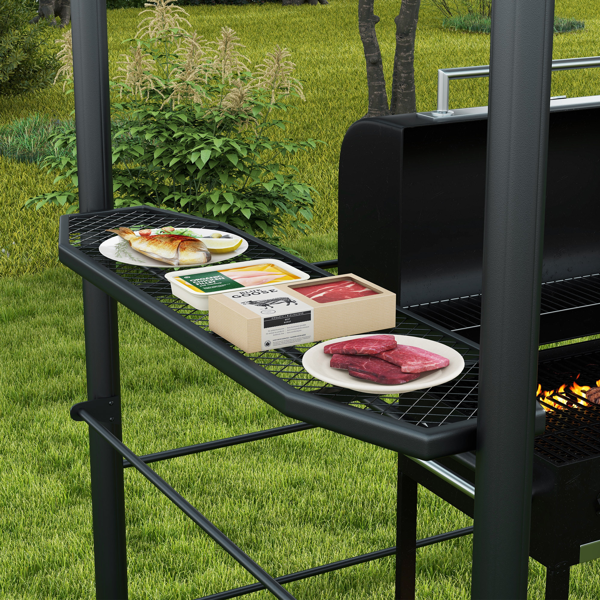 8 x 5 Outdoor Grill Gazebo Canopy Shelter with Vented PC Roof, Side Shleves - Image 3