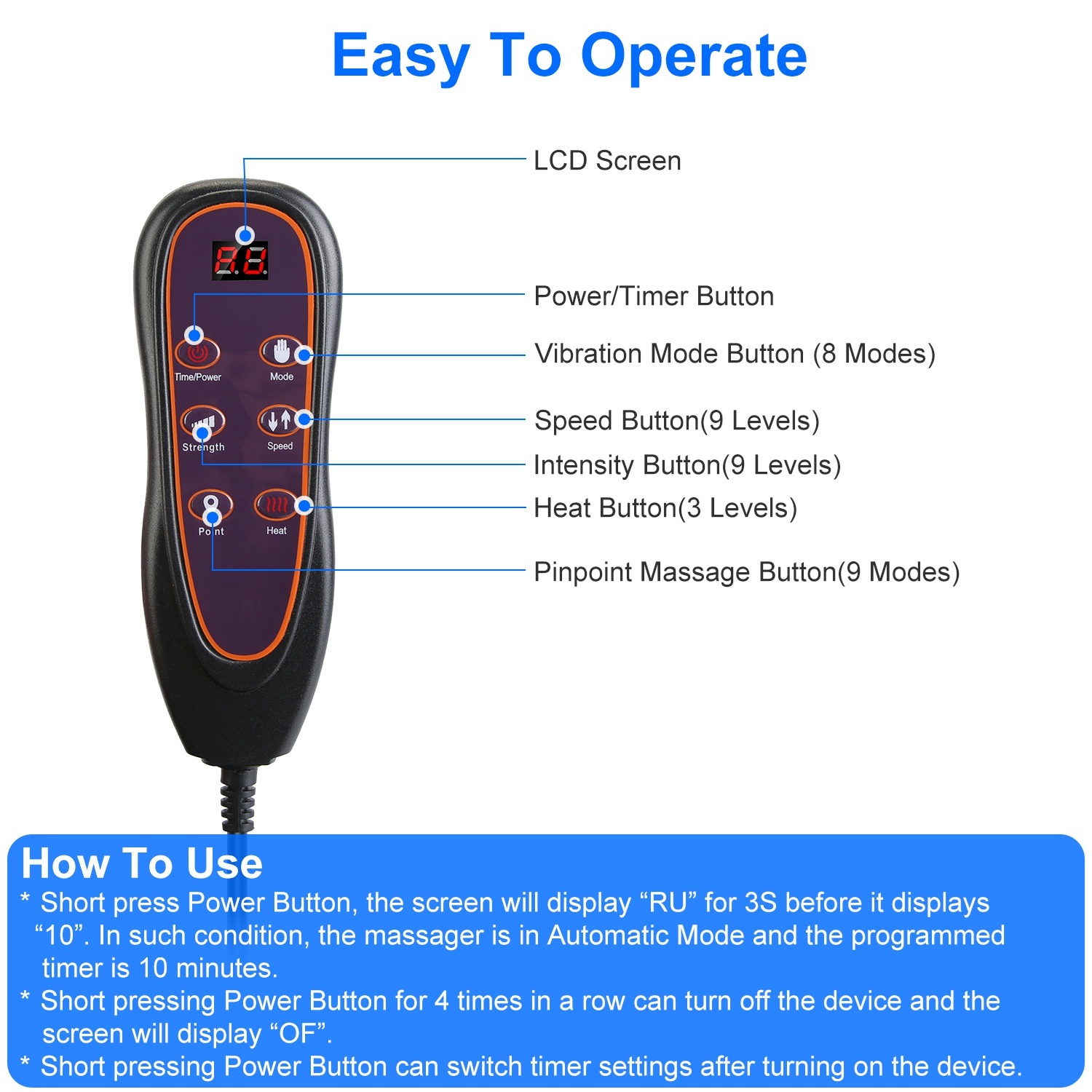1Pc Full Body Massage Chair Pad With Heat Multifunctional Back Massager With Pinpoint Massage Vibration Timer For Home Office Car Use - Image 8