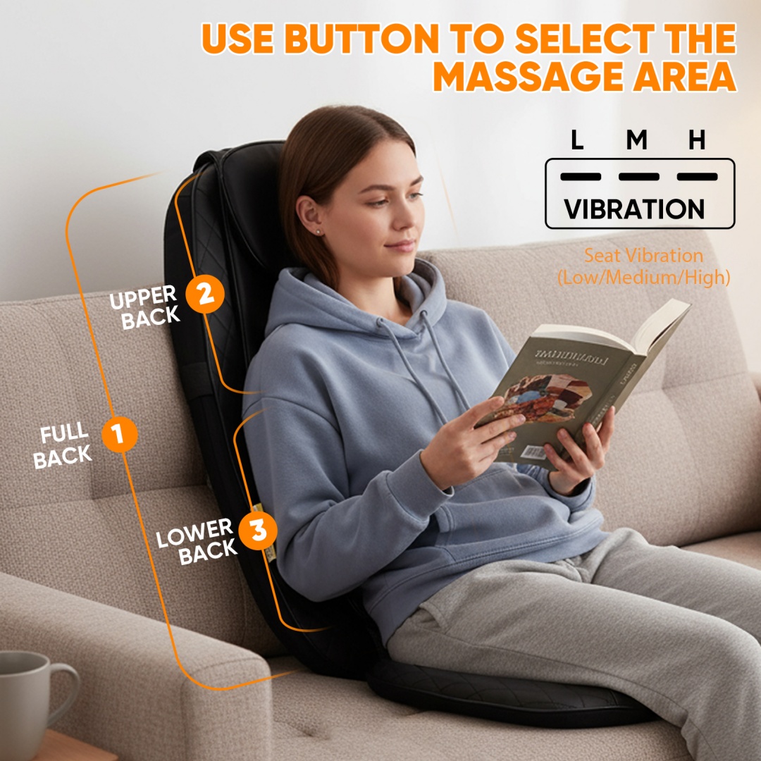 Back Massagers, Vibrating Heating Pad For Back, Massage Chair Pad For Pain Relief Deep Tissue - Image 4