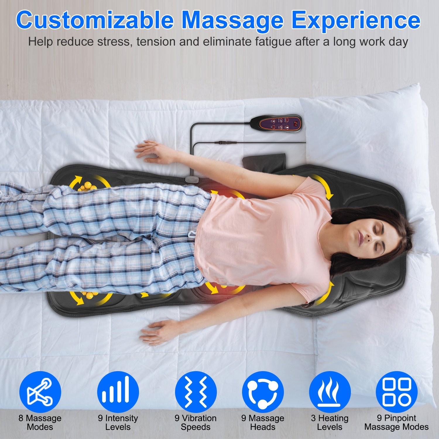 1Pc Full Body Massage Chair Pad With Heat Multifunctional Back Massager With Pinpoint Massage Vibration Timer For Home Office Car Use - Image 5