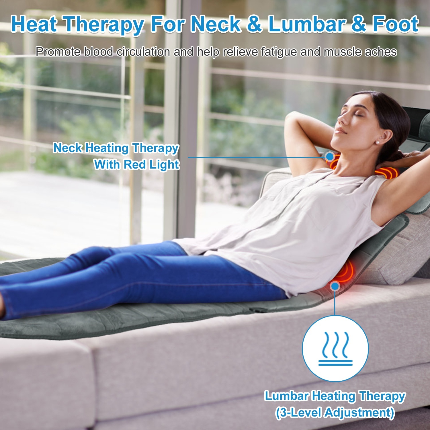 Advanced Version Full Body Electric Massage Mat With Heat Vibration Massage Pad Cushion With Neck Massager Lumbar Pillow With 10 Vibration Motors 3 Timers Anti-Slip Bottom Earplugs - Image 5
