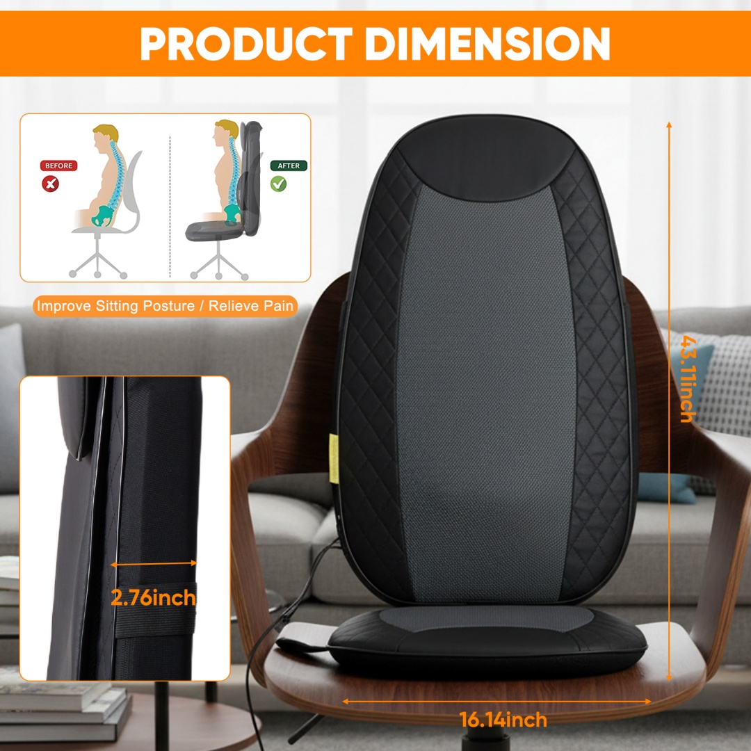 Back Massagers, Vibrating Heating Pad For Back, Massage Chair Pad For Pain Relief Deep Tissue - Image 6