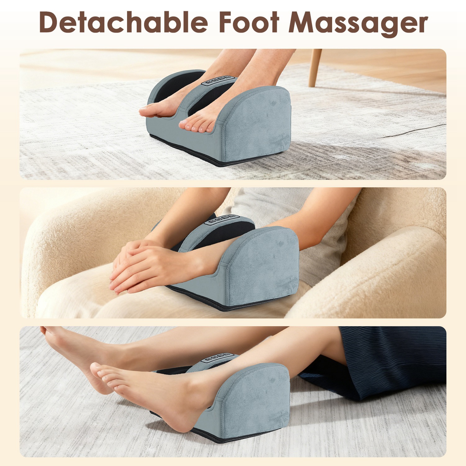 Flannel Full Body Massage Mat Multifunctional Massage Chair Pad With Heat Timer Shiatsu Neck Foot Massager Lumbar Pillow Carry Bag Earplugs Anti-Slip Bottom For Reclining Chair - Image 6
