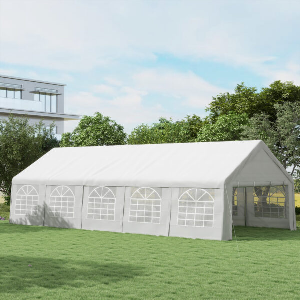 32x16 Outdoor Canopy Tent Heavy Duty Carport Tent with Cathedral Window Design for Party & Wedding, Removable Sidewalls, White