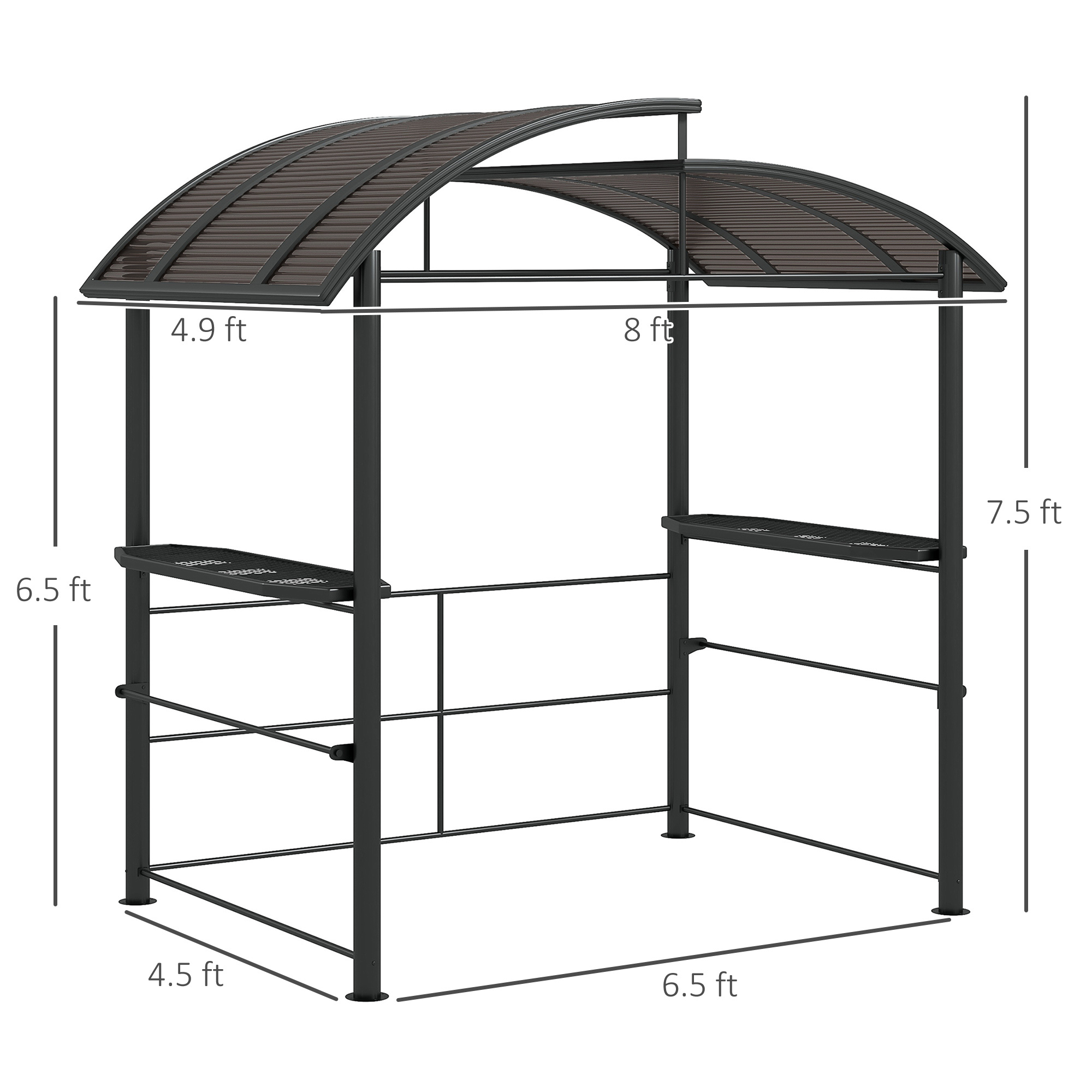 8 x 5 Outdoor Grill Gazebo Canopy Shelter with Vented PC Roof, Side Shleves - Image 5