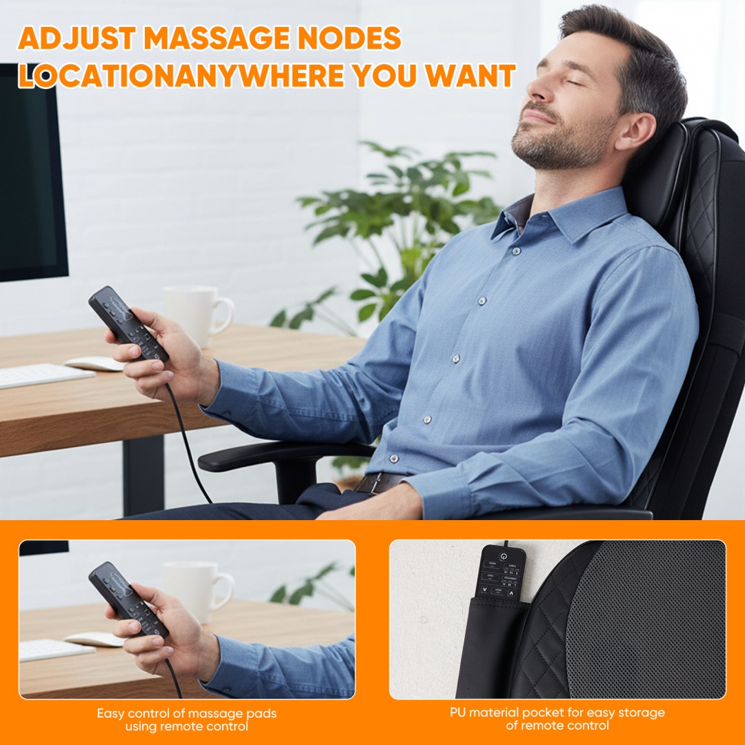 Back Massagers, Vibrating Heating Pad For Back, Massage Chair Pad For Pain Relief Deep Tissue - Image 5