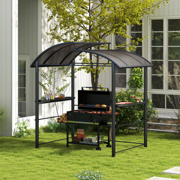 8 x 5 Outdoor Grill Gazebo Canopy Shelter with Vented PC Roof, Side Shleves