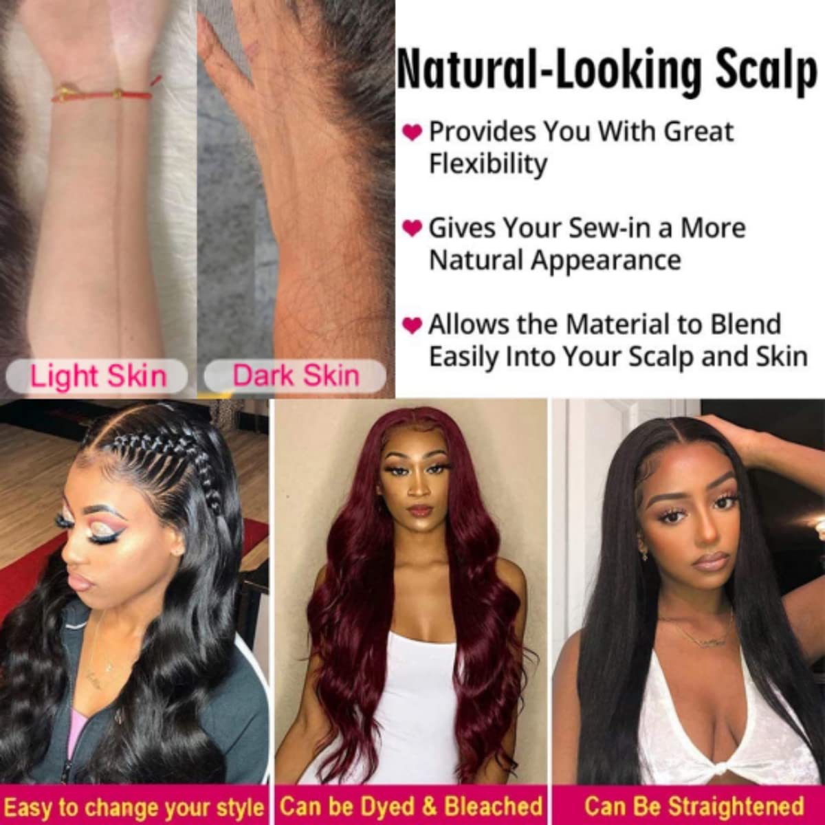 4x6 Lace Closure Wig Human Hair Natural Color Three-Dimensional Body Wave Density - Image 5