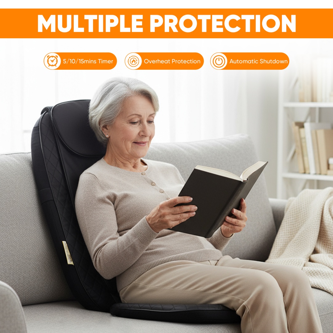 Back Massagers, Vibrating Heating Pad For Back, Massage Chair Pad For Pain Relief Deep Tissue - Image 7