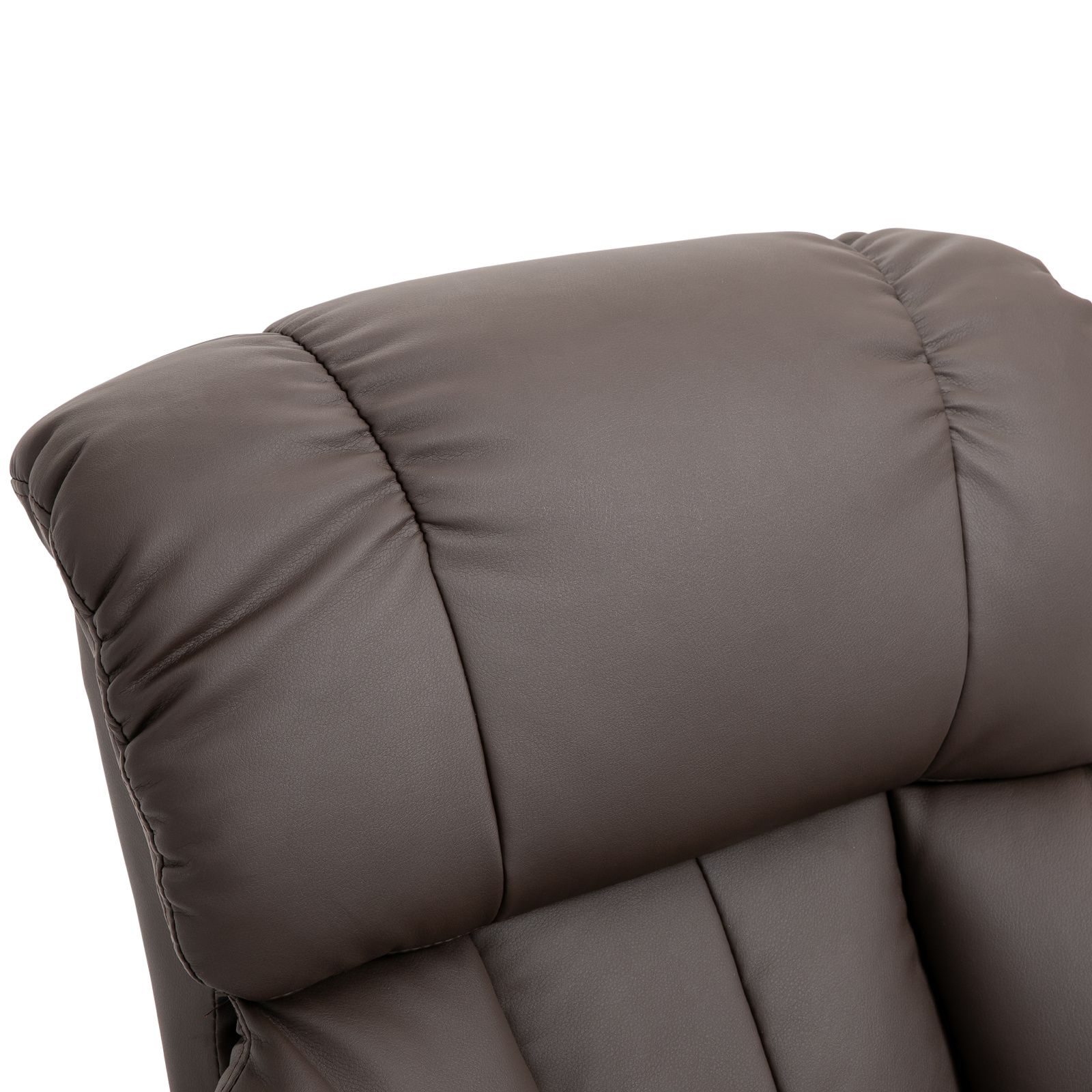 Recliner with Ottoman Footrest, Recliner Chair with Vibration Massage, Faux Leather and Swivel Wood Base for Living Room and Bedroom, Brown - Image 6