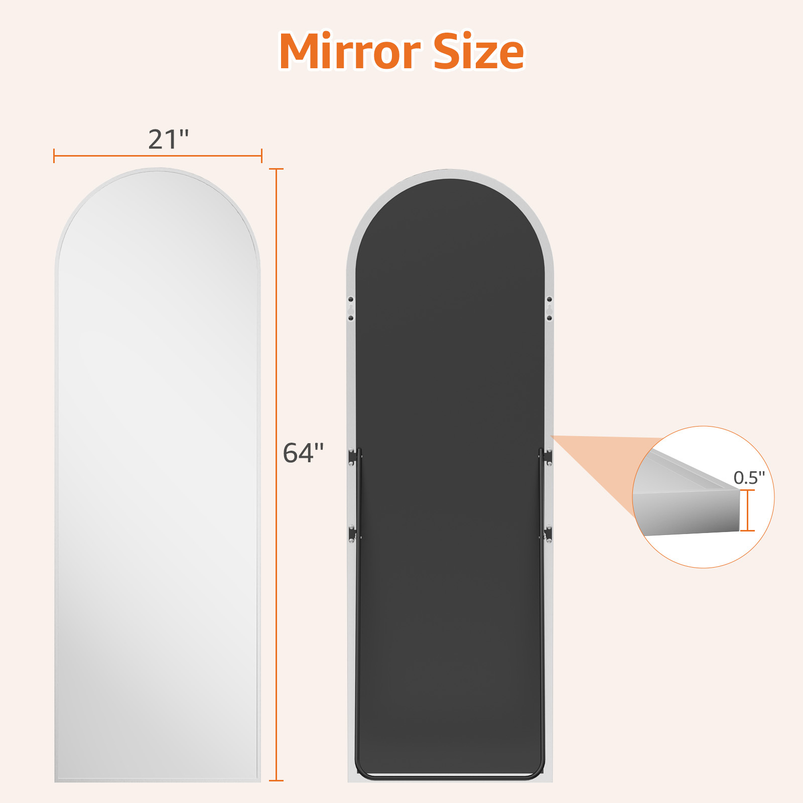 Arched Full Length Mirror, Full Body Standing Mirror, Hanging Or Leaning, For Home, Silver - Image 4
