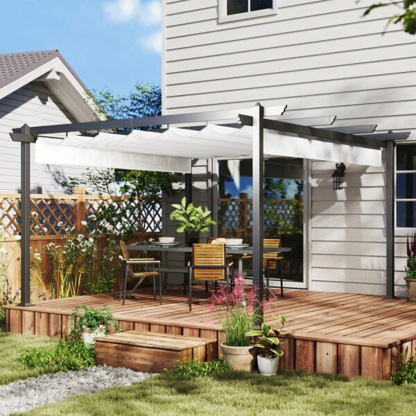 13 x 13 Aluminum Retractable Pergola Canopy, Outdoor Pergola for Garden, Patio, Backyard, Deck, White