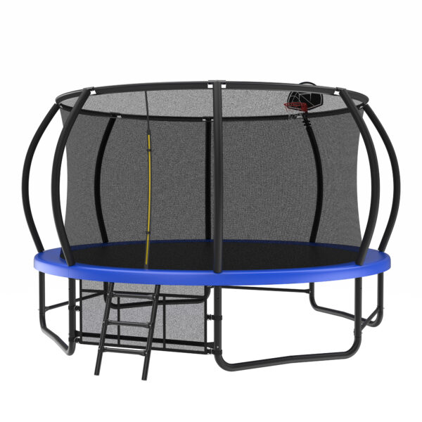 14FT Trampoline With Enclosure - Recreational Trampolines With Ladder And AntiRust Coating, ASTM Approval Outdoor Trampoline For Kids