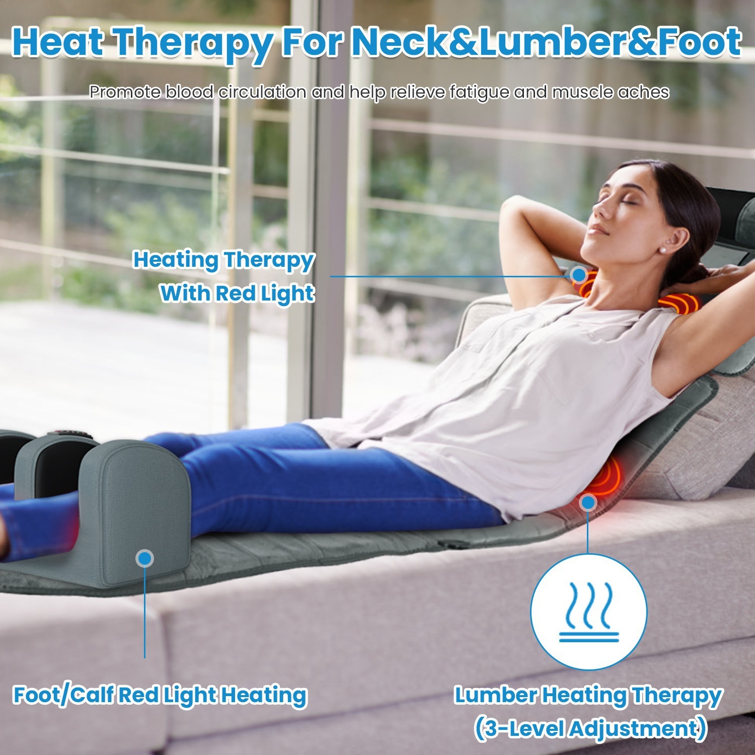 Advanced Version 1 Set Full Body Electric Massage Mat With Neck Foot Massage Head Pillow And Cloth Lumbar Pillow Timer Anti-Slip Bottom Earplugs - Image 4