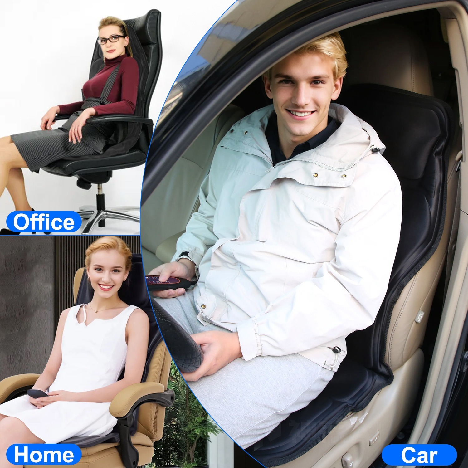 1Pc Full Body Massage Chair Pad With Heat Multifunctional Back Massager With Pinpoint Massage Vibration Timer For Home Office Car Use - Image 3
