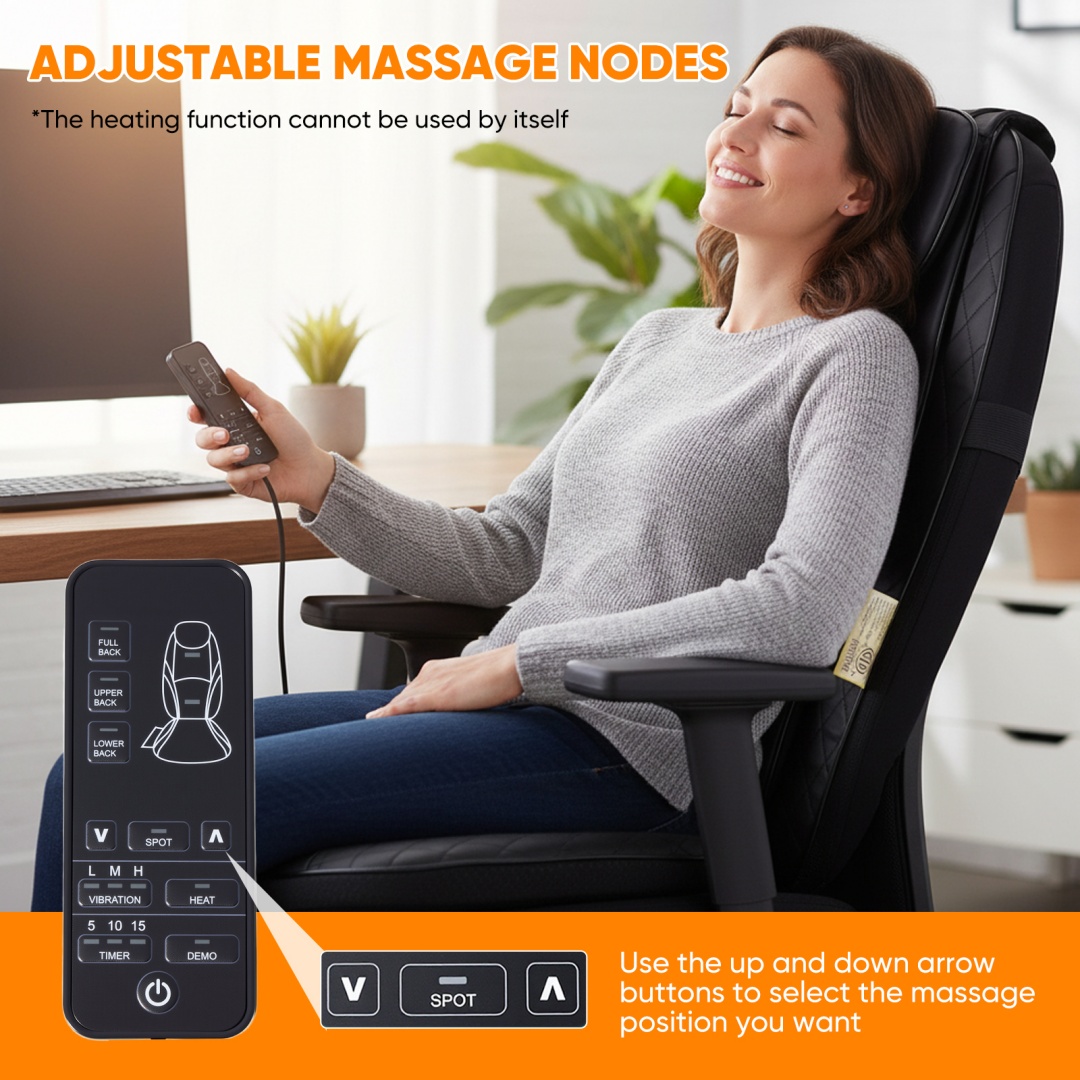 Back Massagers, Vibrating Heating Pad For Back, Massage Chair Pad For Pain Relief Deep Tissue - Image 8