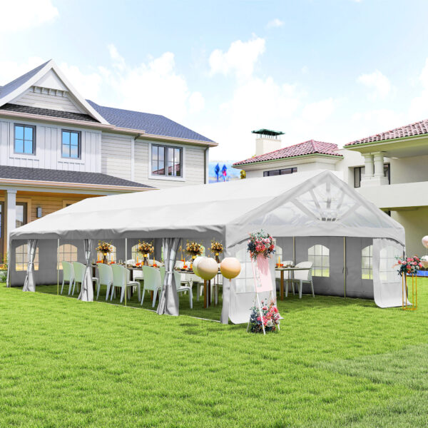 Heavy Duty Party Tent, 19.5 x 39 Large Sun Shade Canopy Tent for Parties, Wedding, Events, BBQ Grill, White