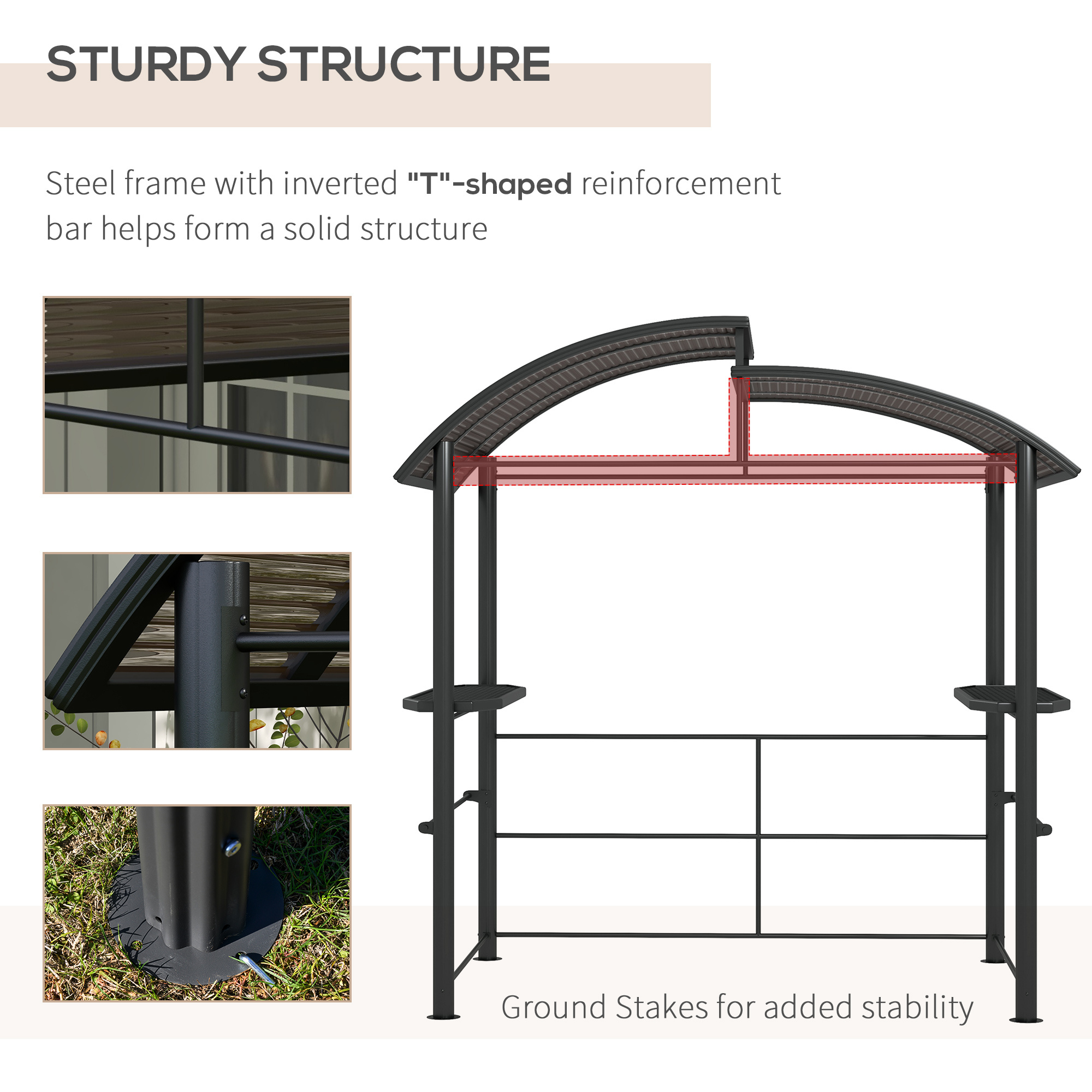 8 x 5 Outdoor Grill Gazebo Canopy Shelter with Vented PC Roof, Side Shleves - Image 7