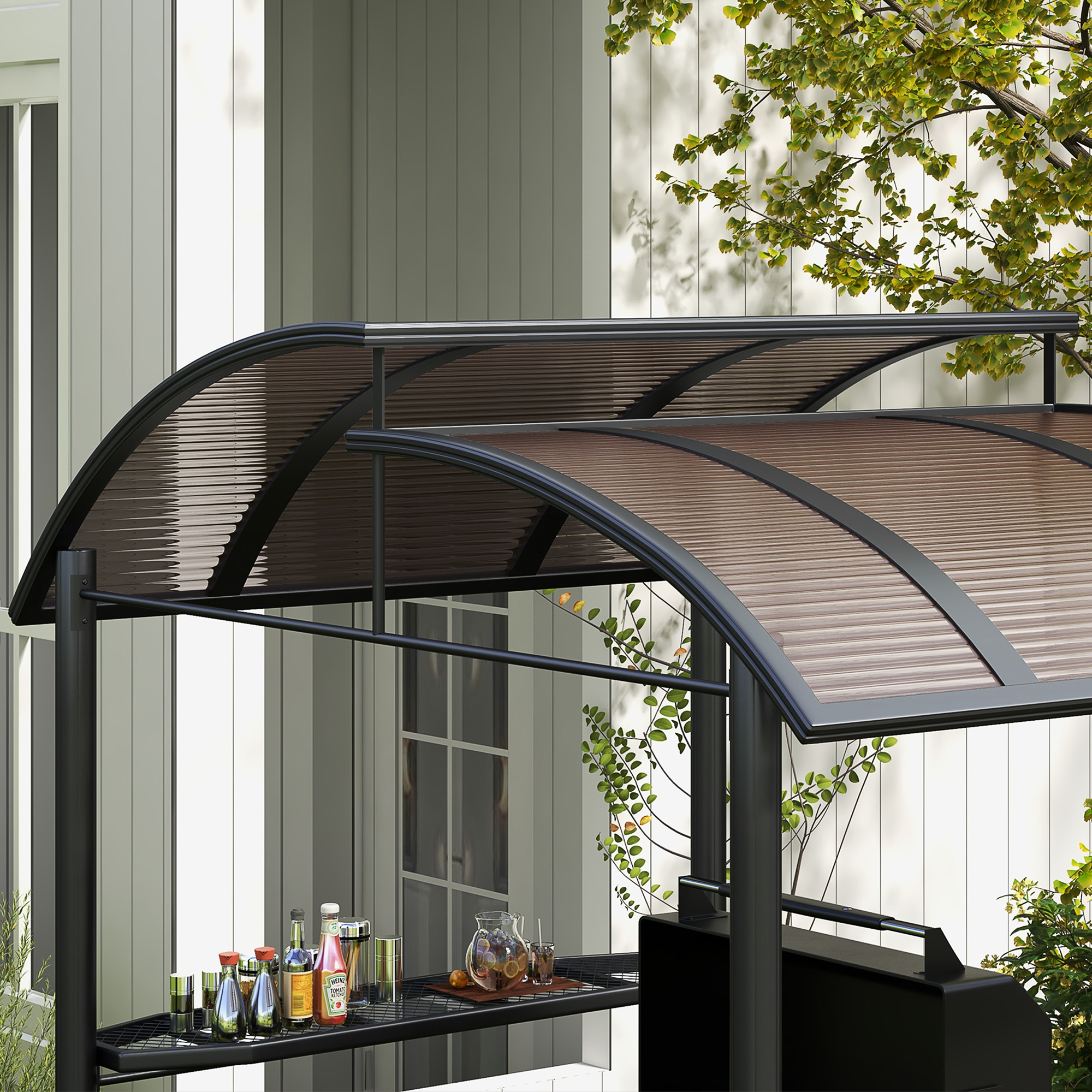 8 x 5 Outdoor Grill Gazebo Canopy Shelter with Vented PC Roof, Side Shleves - Image 8