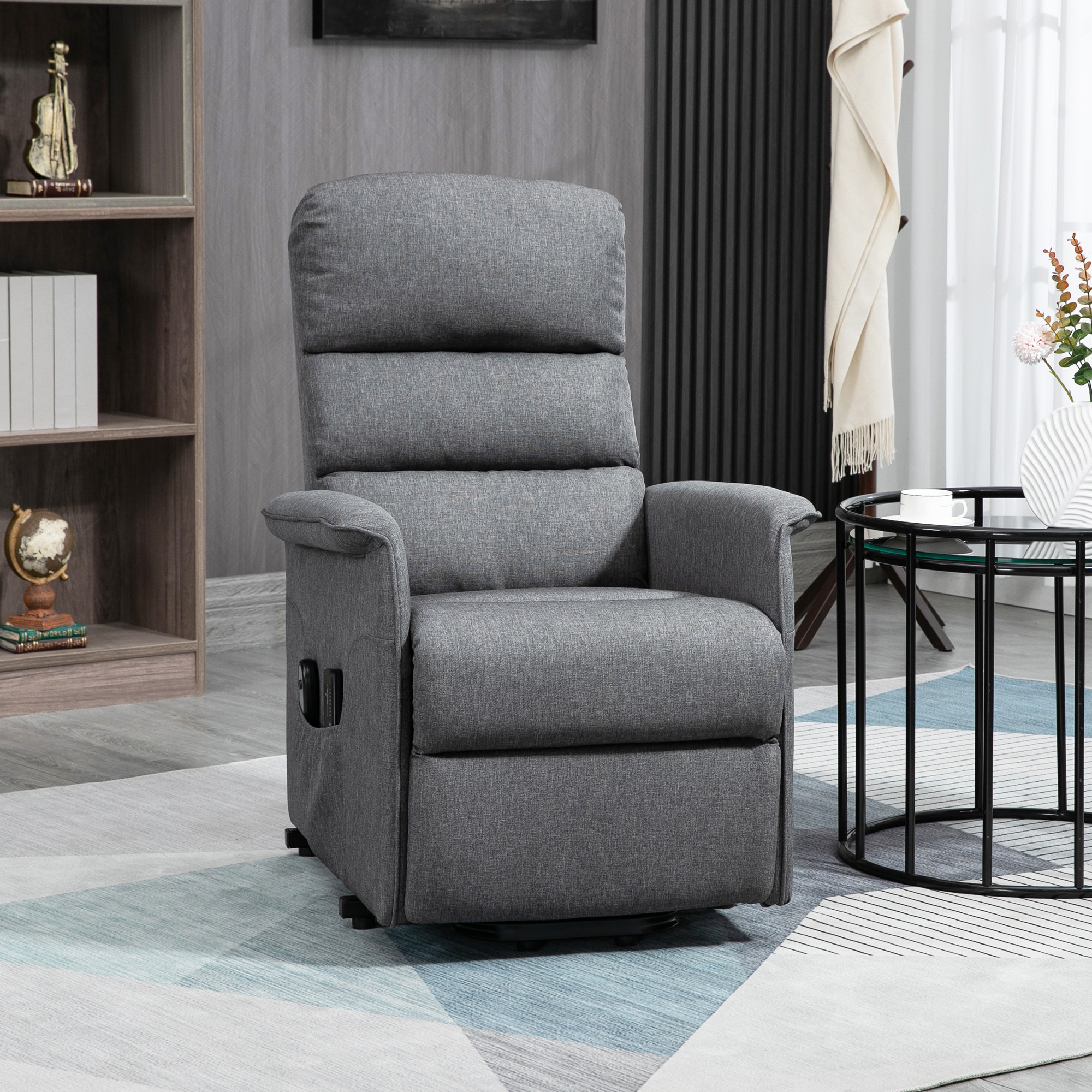 Power Lift Chair with Vibration Massage, Fabric Upholstered Recliner Chair for Elderly with Remote Control, Side Pockets, Grey - Image 7