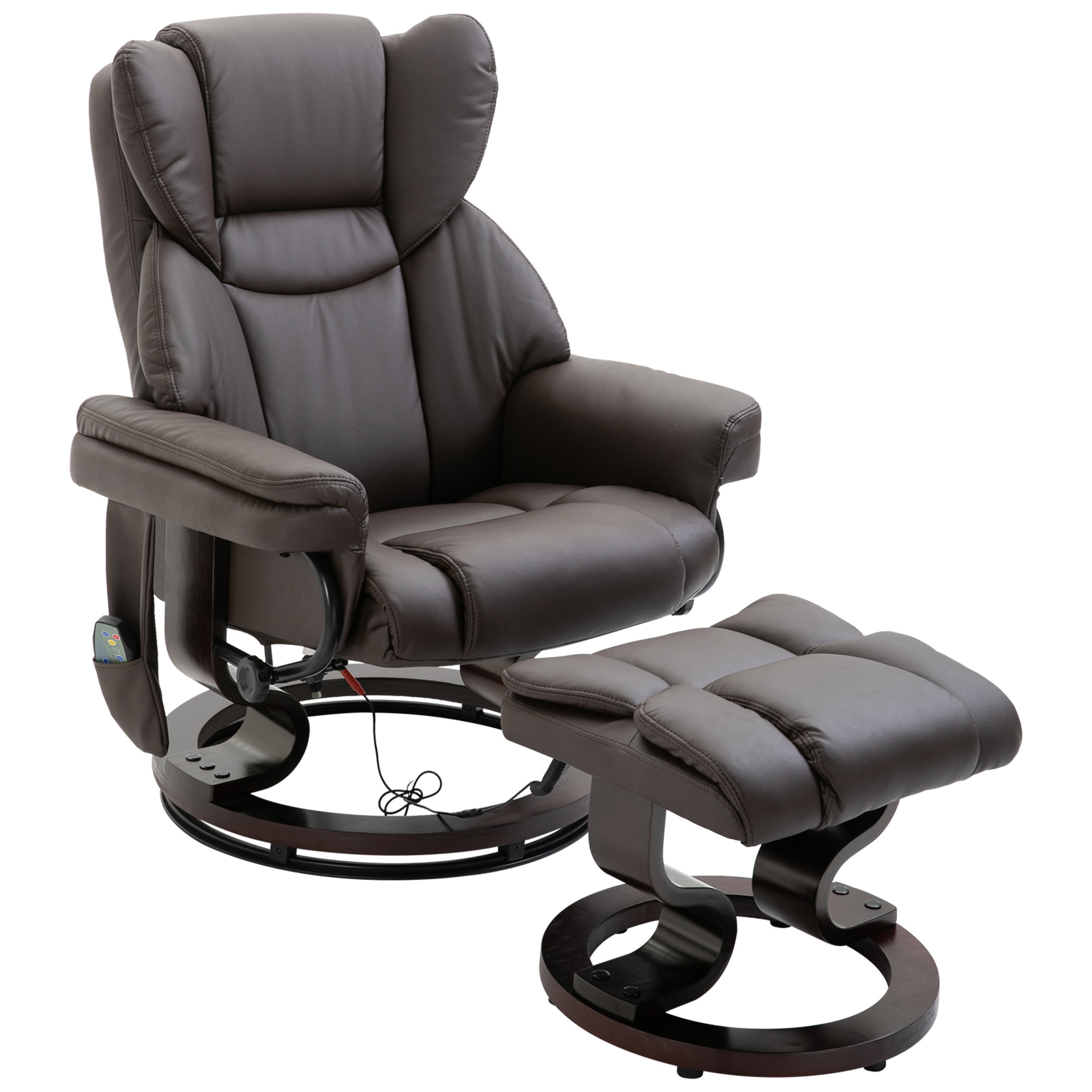 Massage Sofa Recliner Chair w/ Footrest, 10 Vibration Point, Faux PU Leather, Brown - Image 8