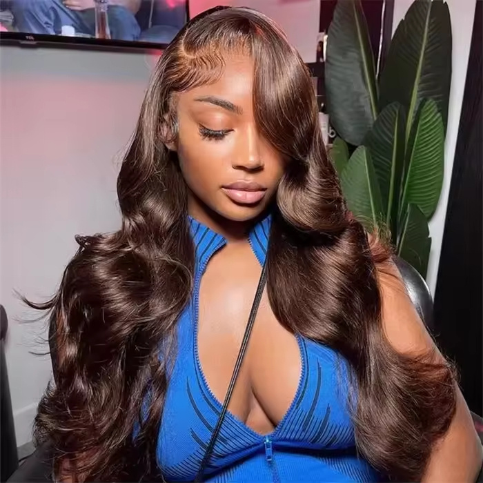 Wig Human Hair Lace Front Wig 13x4 High-Definition Brown Lace Front Wig Human Hair With Aligned Cuticles Vietnam Wig - Image 4