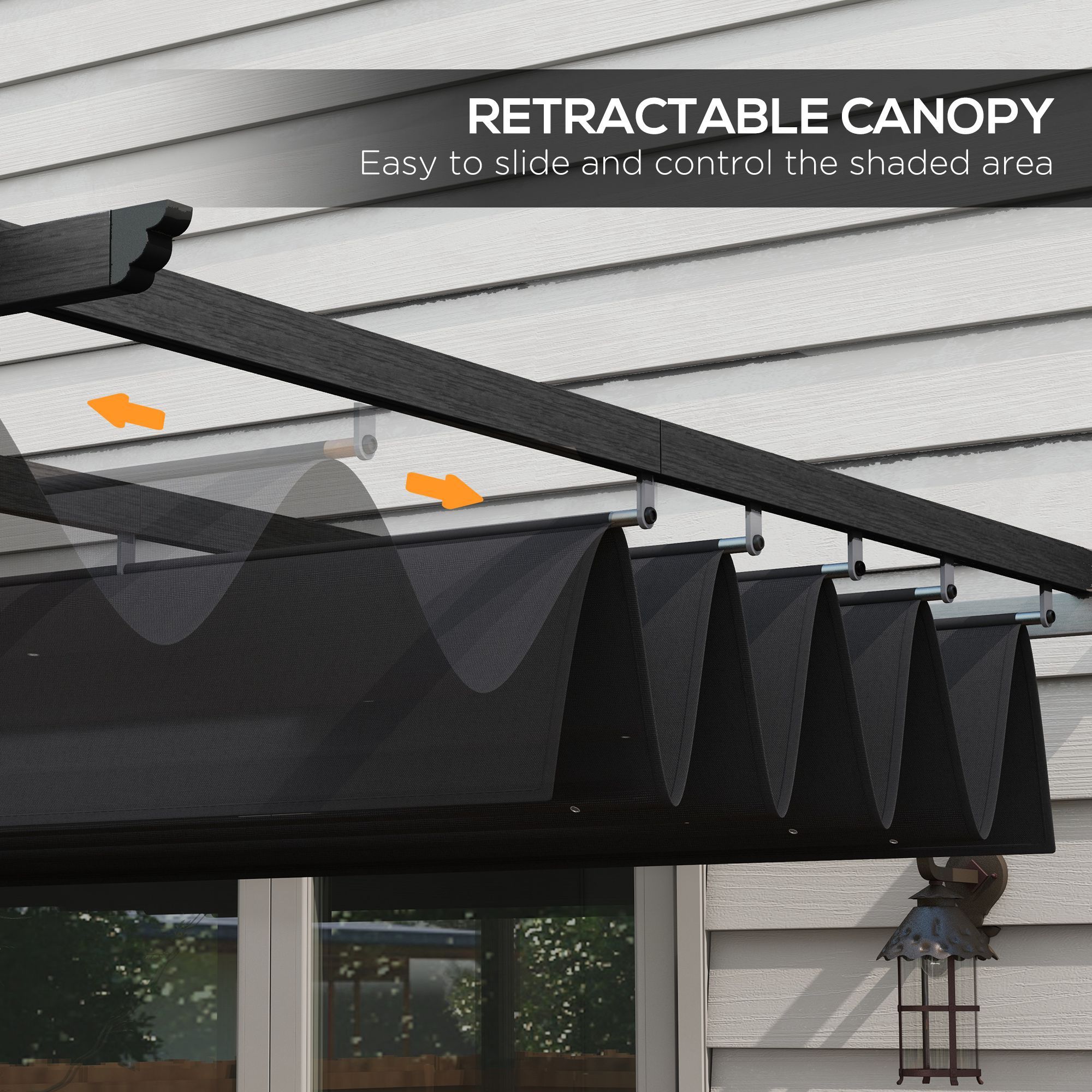 10 x 13 Retractable Pergola Canopy, Aluminum Pergola Sun Shade Shelter for Garden, Patio, Backyard, Deck, Gray - Image 7