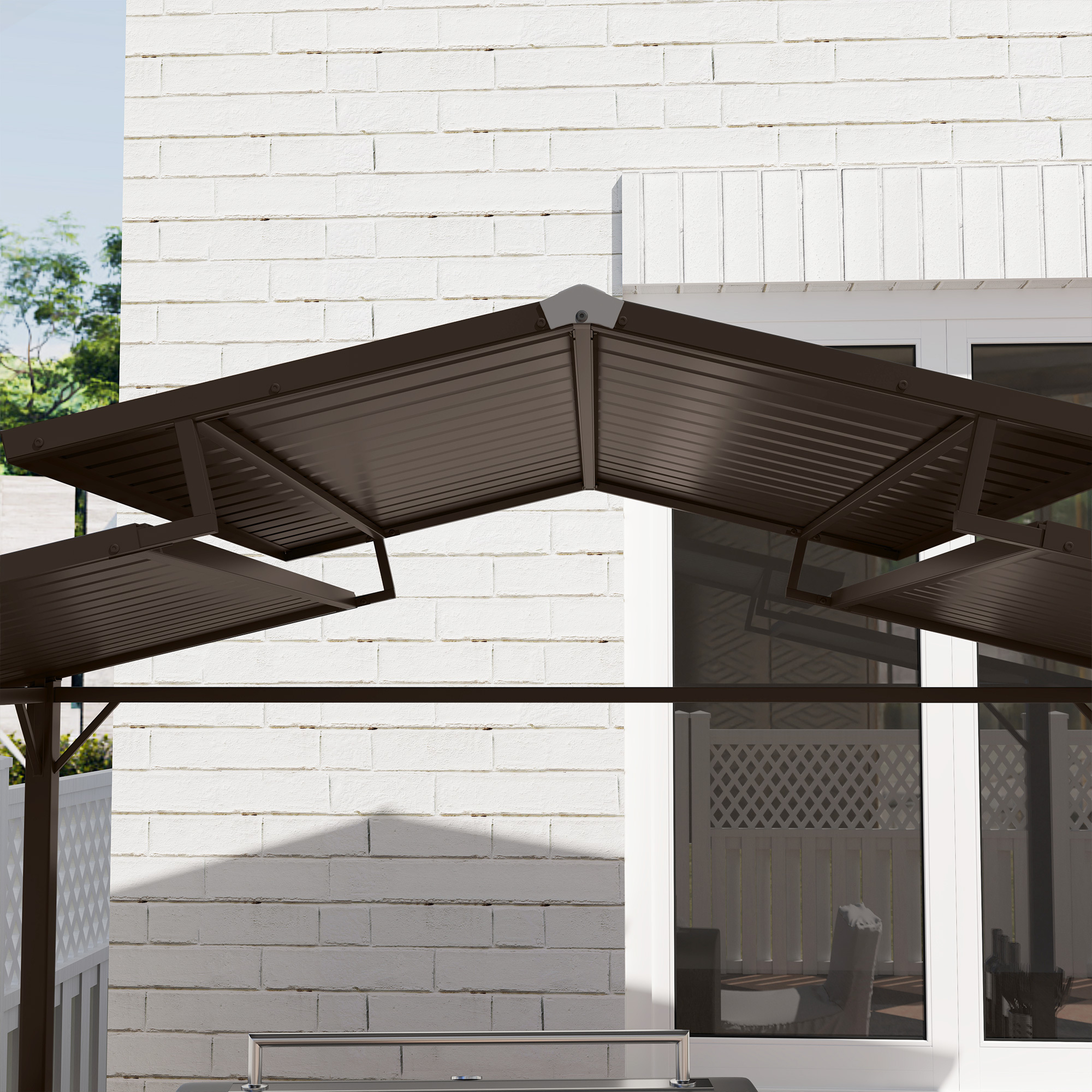 8 x 5ft Hardtop Grill Gazebo with Double Metal Roof, 2 Side Shelves and 4 Cup Holders for Patio Backyard Lawn Deck - Image 3