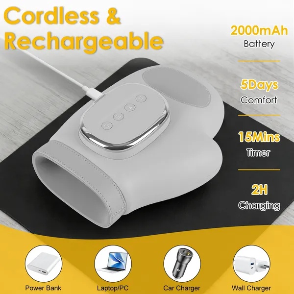 Hand Massager With Heat Compression Cordless Hand Massager For Arthritis Carpal Tunnel With 3 Modes 3 Heat Levels 5 Intensity Levels Disposable Gloves Finger Massager Carry Bag - Image 3