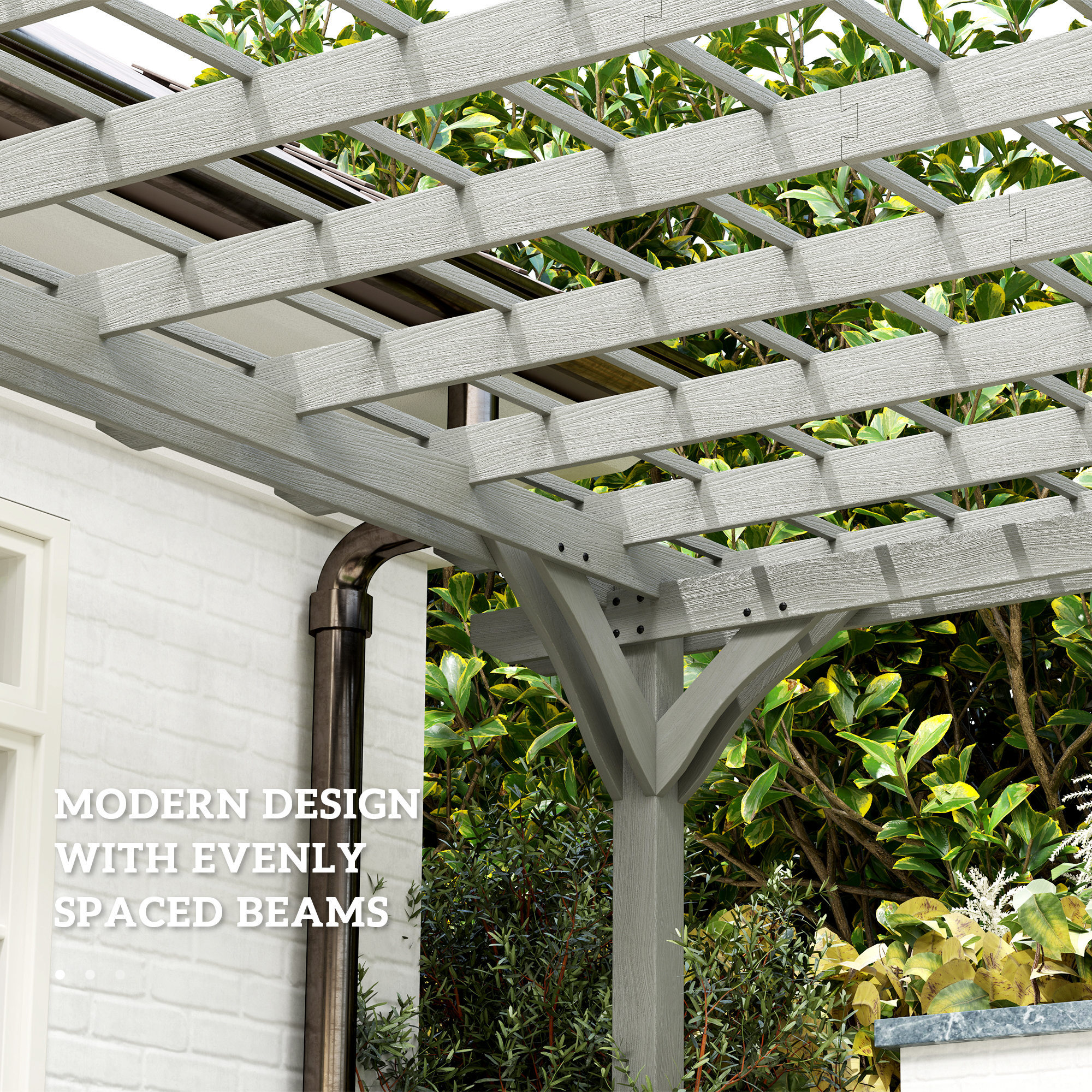 12 x 20 Outdoor Pergola, Wood Gazebo Grape Trellis with Stable Structure for Climbing Plant Support, Gray - Image 7