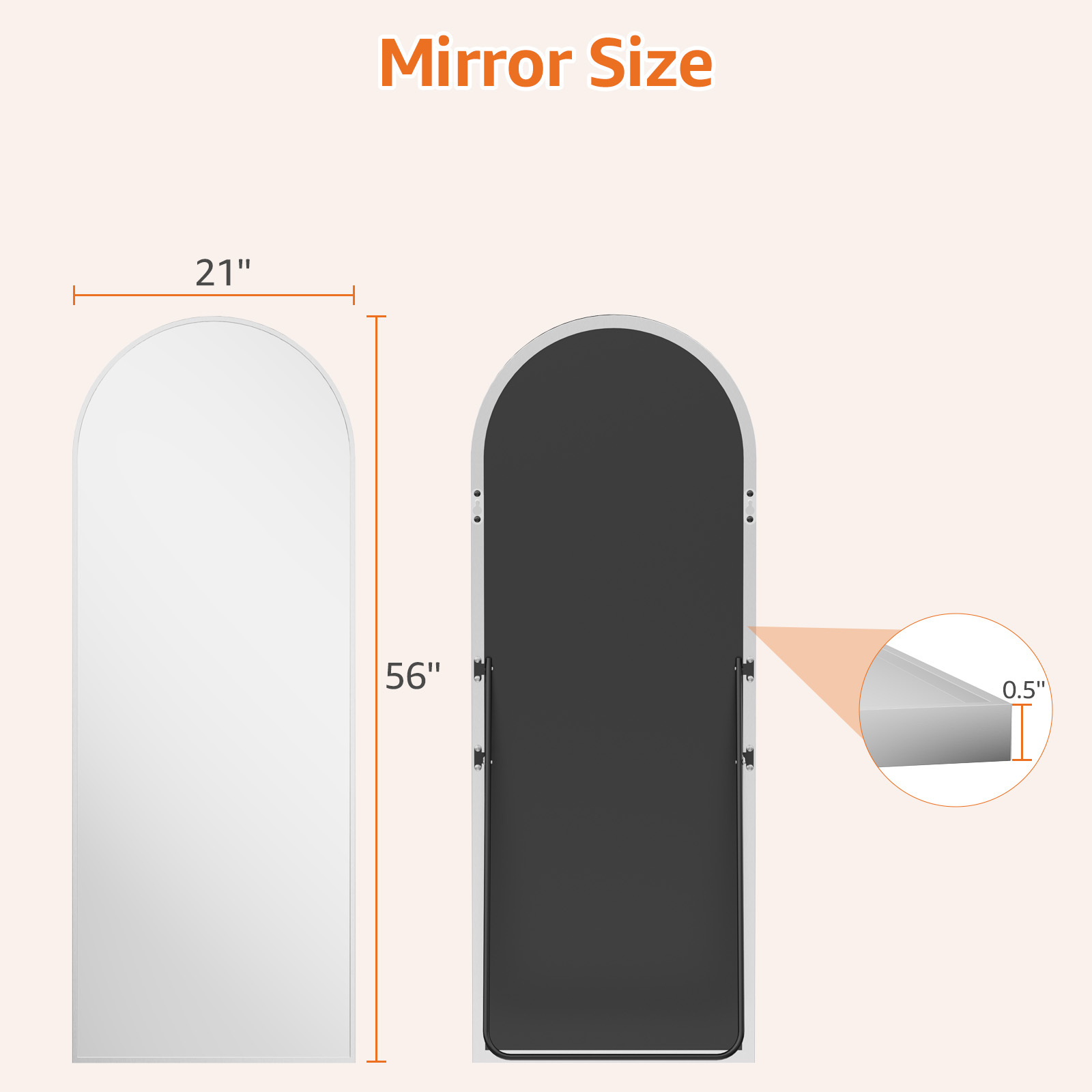 Arched Full Length Mirror, Full Body Standing Mirror, Hanging Or Leaning, For Home, Silver - Image 2