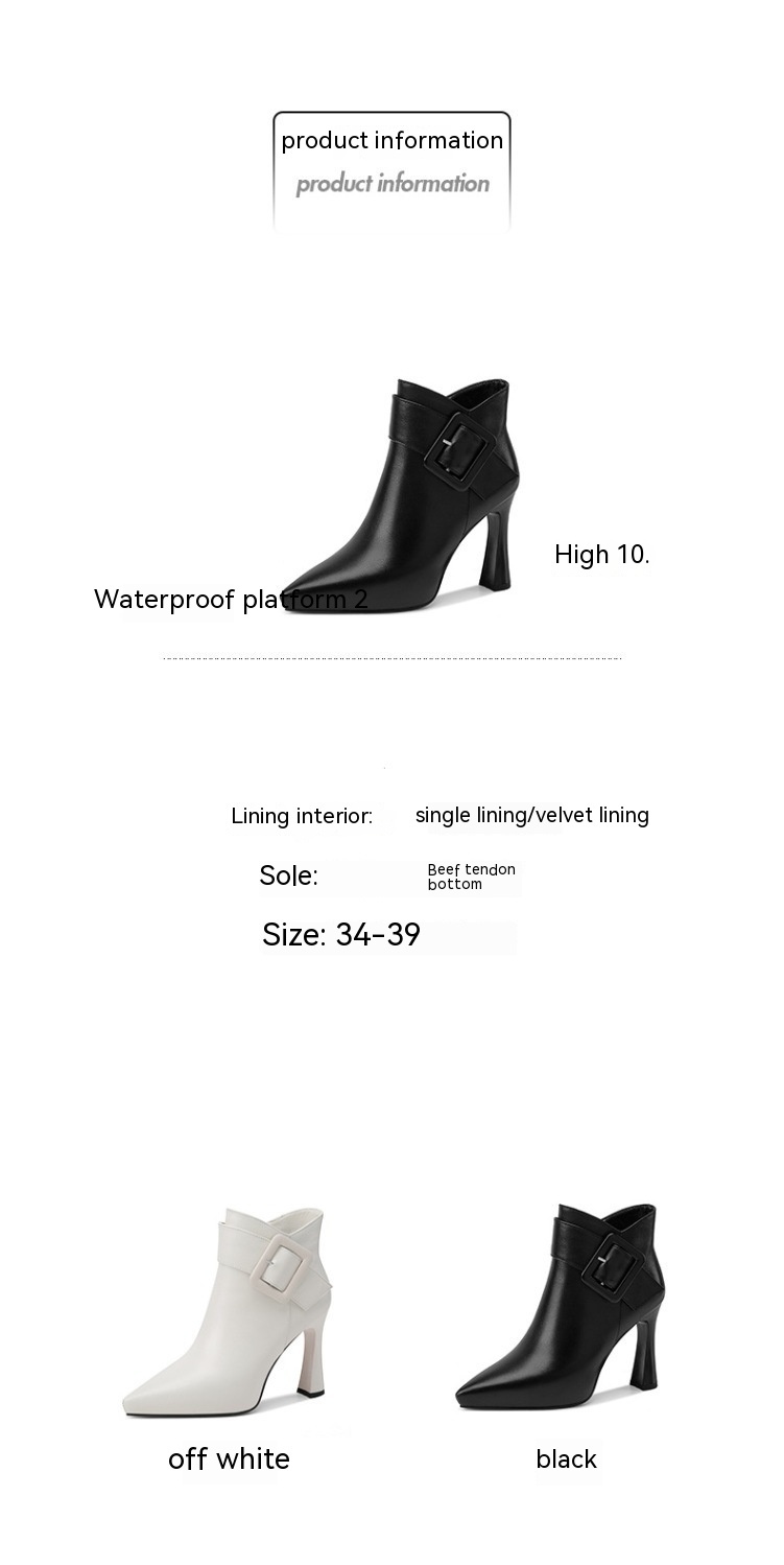 Women's High Heels Belt Buckle Design Skinny Boots - Image 3