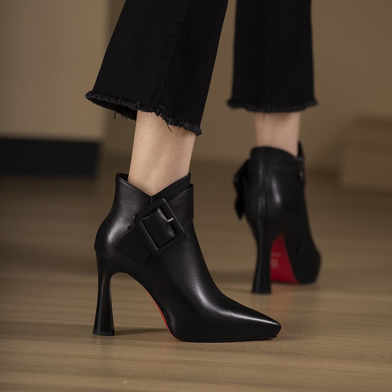 Women's High Heels Belt Buckle Design Skinny Boots - Image 5