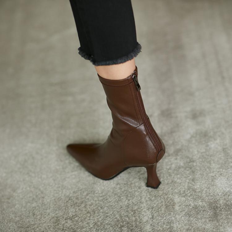 High Heel Stretch Pointed Ankle Boots Women - Image 3