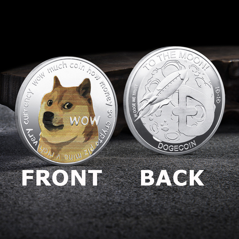 WOW Dogecoin To The Moon In Doge We Trust Gold Plated Commemorative Coins Cute Dog Pattern Printed Cllection Gifts - Image 3