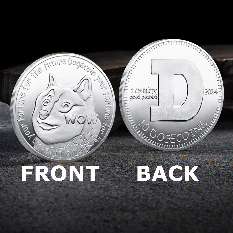 WOW Dogecoin To The Moon In Doge We Trust Gold Plated Commemorative Coins Cute Dog Pattern Printed Cllection Gifts - Image 4
